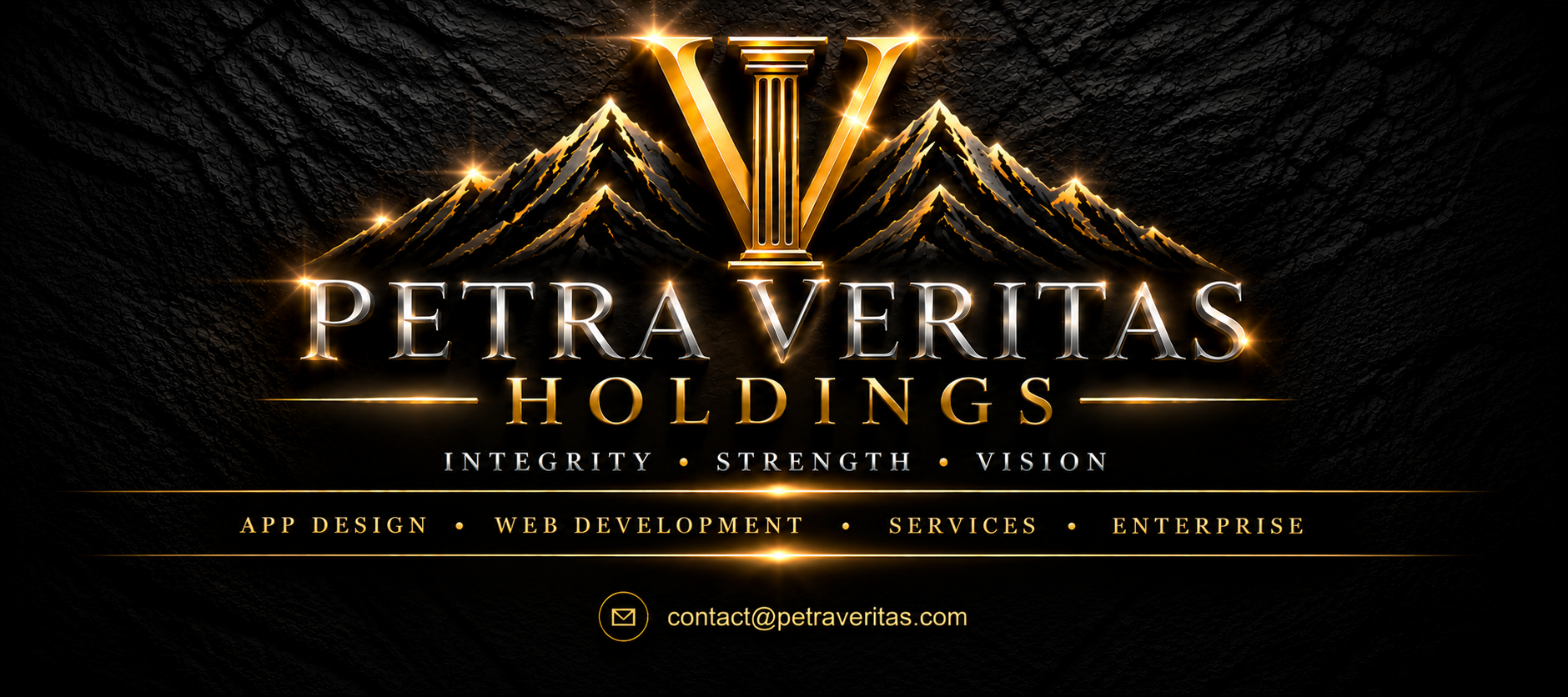Petra Veritas Holdings — Integrity, Strength, Vision. App Design, Web Development, Services, Enterprise. Contact contact@petraveritas.com